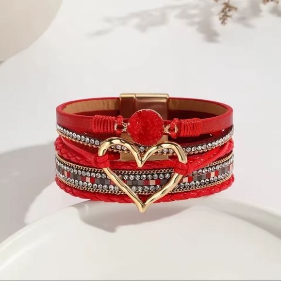 Jewelry - Red & Gold Heart Bracelet